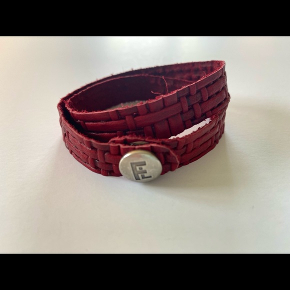 Flourish Leather Handmade Red  Wrap Bracelet - Picture 3 of 4